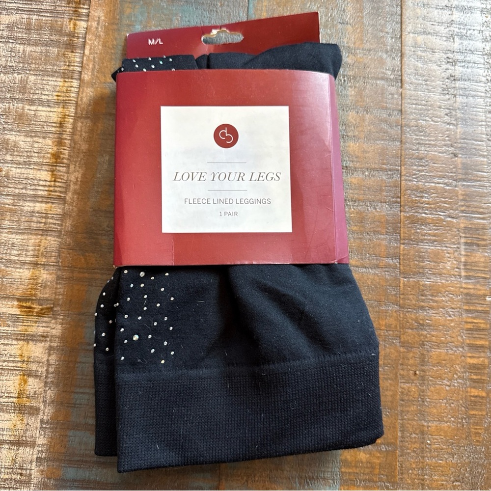 Fleece Lined Leggings Women Love Your Legs Dressbarn Medium-Large Glitter Black